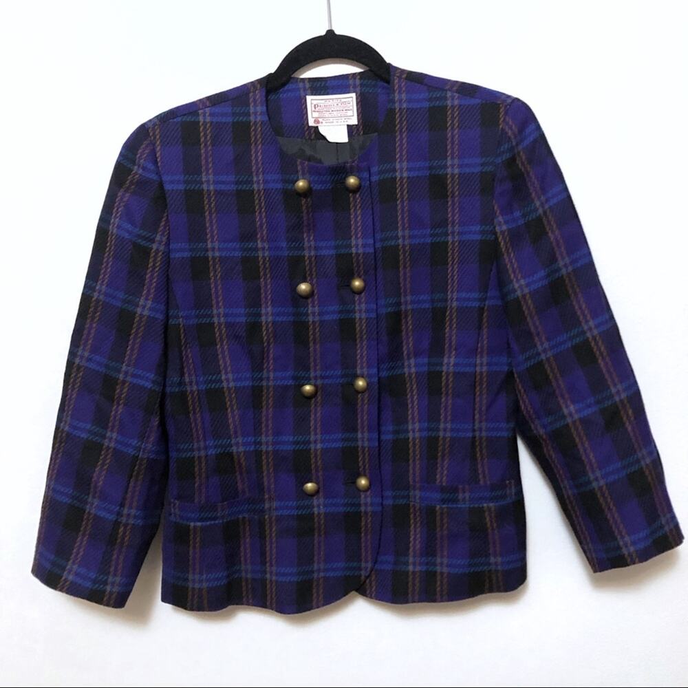 Vintage Pendleton Blazer Plaid tartan blue purple